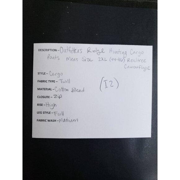 Outfitters Ridge 2XL Hunting Cargo Pants Mens 44-46 Camouflage Cotton Blend - Picture 9 of 10